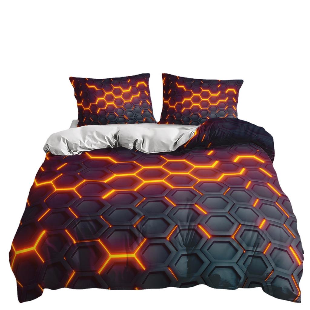 Three-Piece 3D Three-Dimensional Technology Quilt Cover Digital Printing Kit Bedding