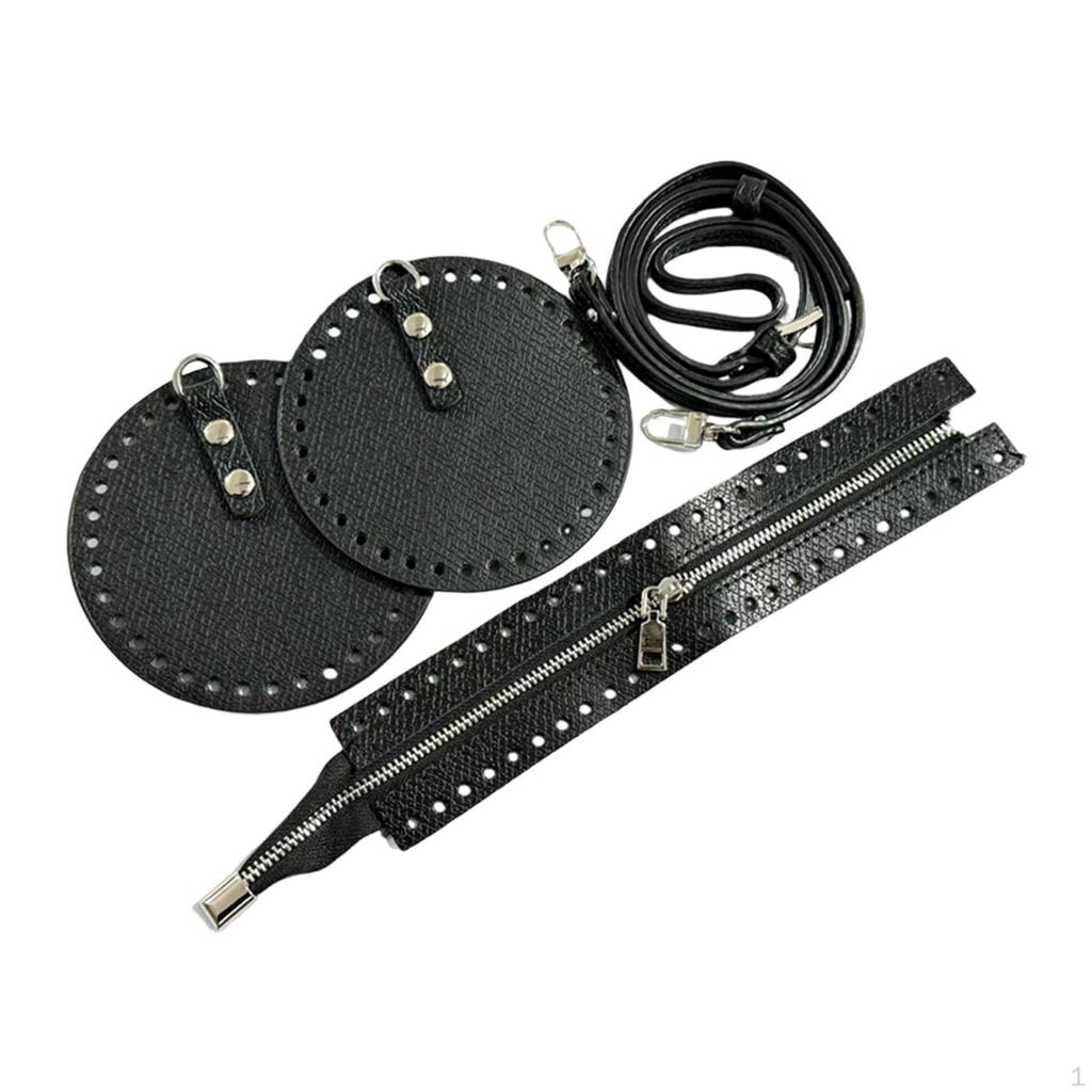 DIY Bag Making Kit With PU Leather Knitting Materials Shoulder Strap Zipper Holes Suitable for