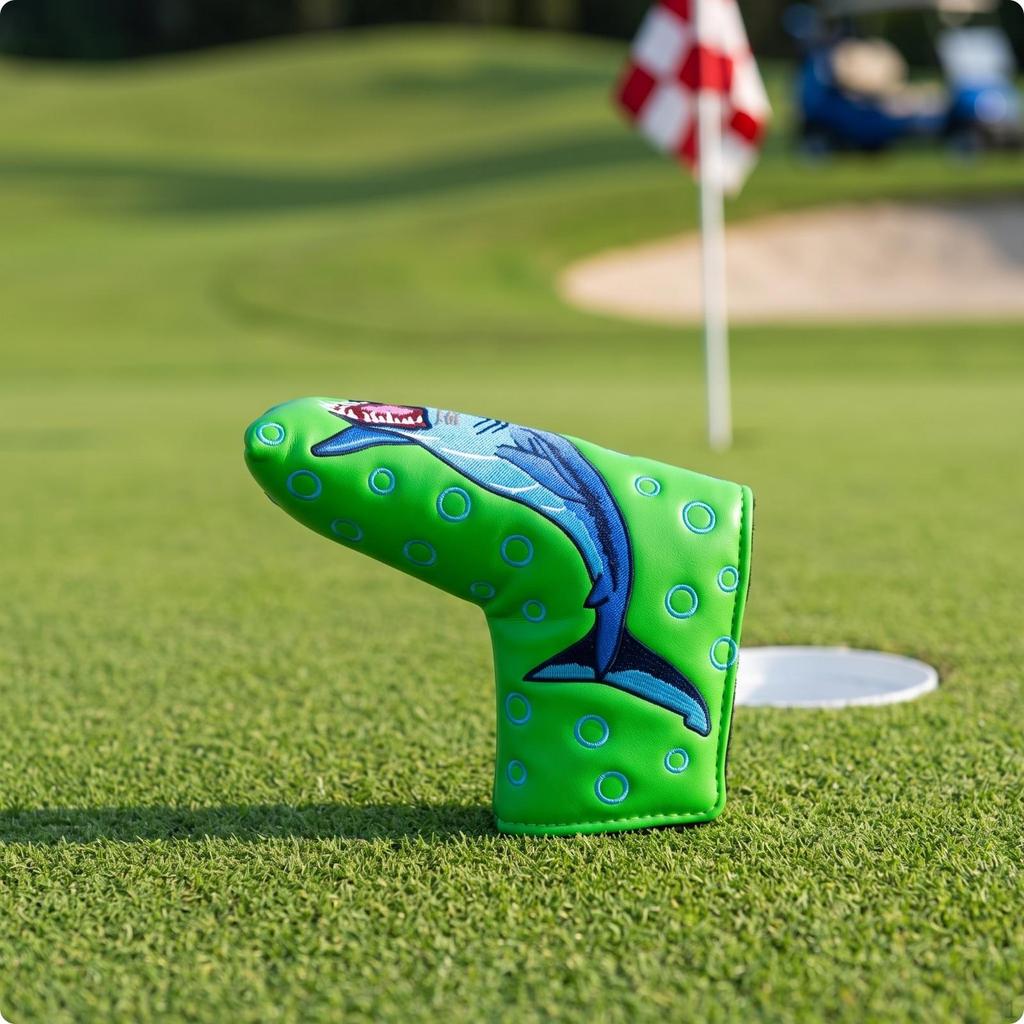 Putter Cover with Shark Embroidery Embroidered Waterproof for Golfers Black Blade
