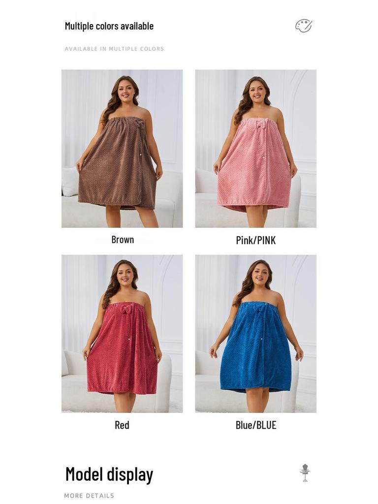 Extra-Large Quick-Dry Strapless Bath Skirt Towel with Hair Cap