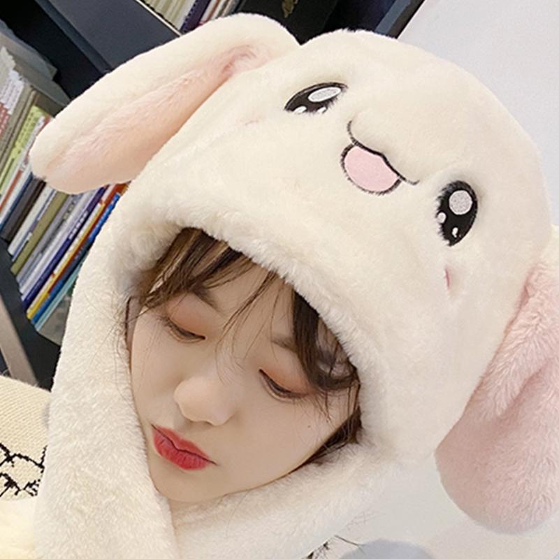 Rabbit Hat Ear Moving Jumping Hat Cute Bunny Plush Hat Cap for Women Girls Cosplay Christmas Party Holiday Hat Props