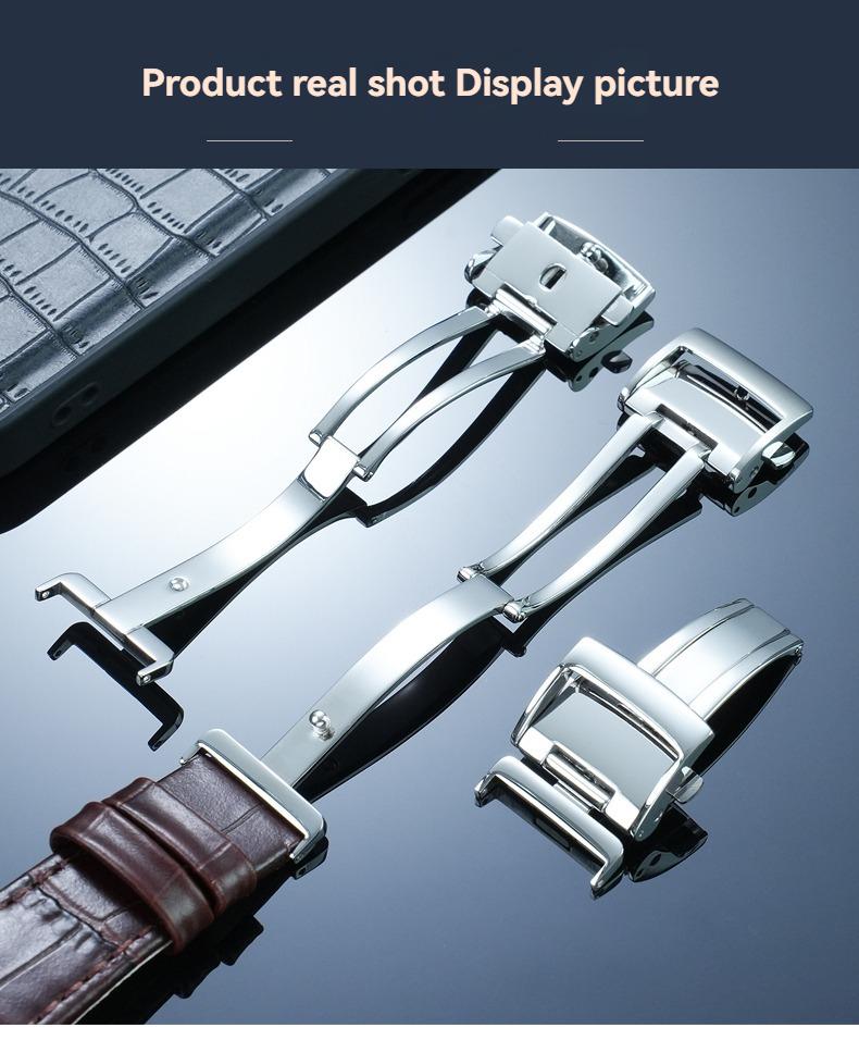 Dla zegarków Seiko Premier Series SNP093 SNP096 Klamra Paska Wysokiej Jakości Stal Nierdzewna Podwójnie Naciskana Klamra Metalowa Klamra Motylkowa