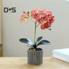 Artificial Potted Plant Faux Moth Orchid Bonsai Desktop Artificial Potted Phalaenopsis Flowers for Home Dining Table Office Desk Decoration
