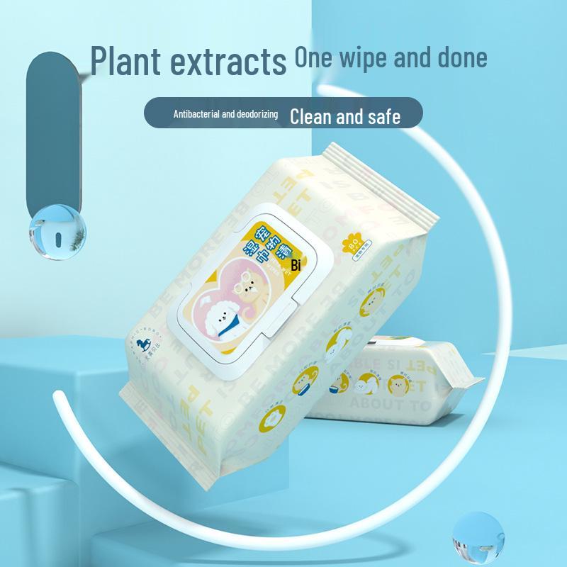 80-Count Deodorizing Pet Wet Wipes for Cats & Dogs - Tear Stain & Body Cleaning, No Rinse Needed