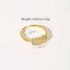 Golden Plated Open Adjustable Ring with Synthetic Zircon Paperclip Charm for Women Minimalist Trendy Statement Jewelry Gift