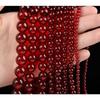 Fashion Natural Stone Pomegranate Red Glass Charm Loose Bead DIY Round Beads Jewelry Accessories