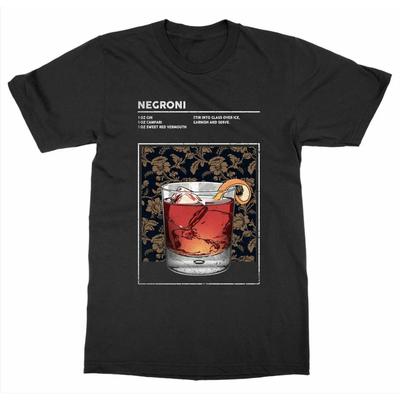 Mixed Drink Cocktail Negroni Liquor Happy Hour Bartender T-Shirt 100% Cotton O-Neck Short Sleeve Casual Mens T-shirt Size S-3XL