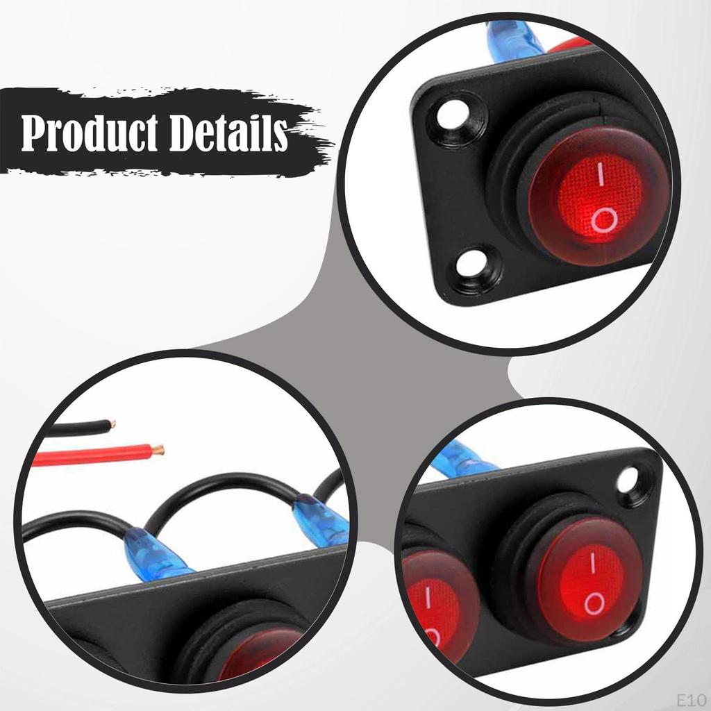 Rocker Switch Panel Mount Pre Wired on Off Toggle Screw Mounting Waterproof for RV Truck