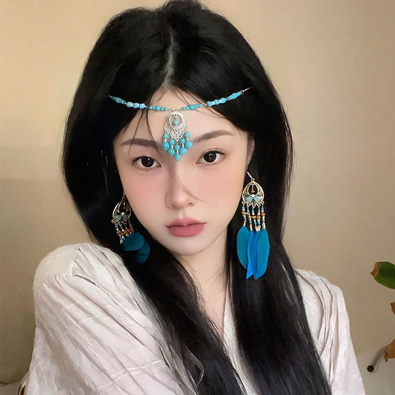 Bohemian Princess Tassel Forehead Pendant - Exotic Ethnic Style Hair Accessory