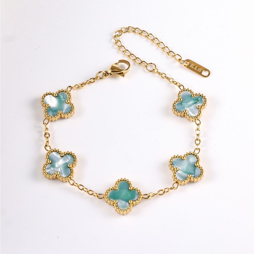 Bracelet Trèfle à Quatre Feuilles 13mm Bracelet Classique Cinq Fleurs Inaltérable