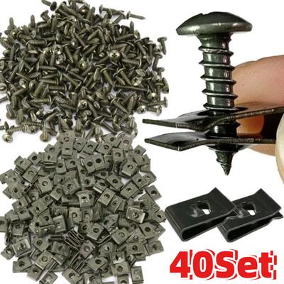 Car Self-tapping Screw Fasteners Auto Metal U-shaped Spacers Self-Tapping Screws Kit Car Motorcycle Modification Accessories