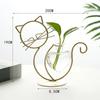 Cat Shape Hand Welded Vases High Temperature Baking Paint Hydroponic Glass Heart Vase With Metal Holder