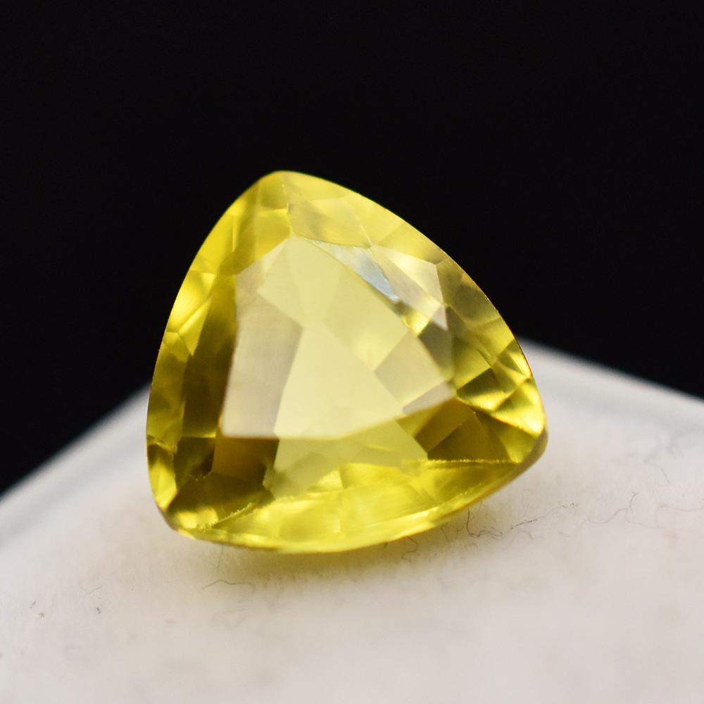 Natural Yellow Sapphire 4.35 Ct Unique Trillion Cut Gemstone Ring Size