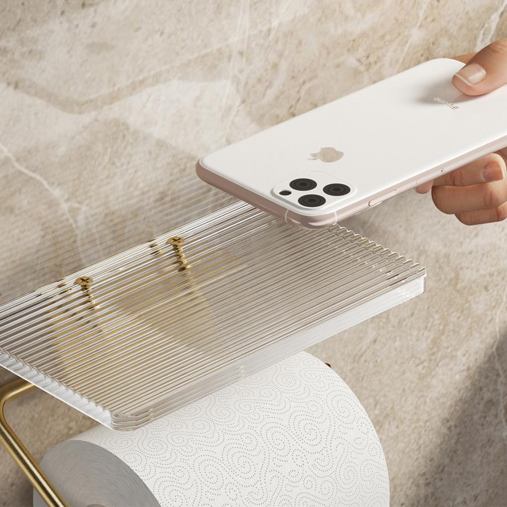 Stylish Toilet Holder With Shelf Modern Functional Accessories Wide Compatibility Easy To Clean