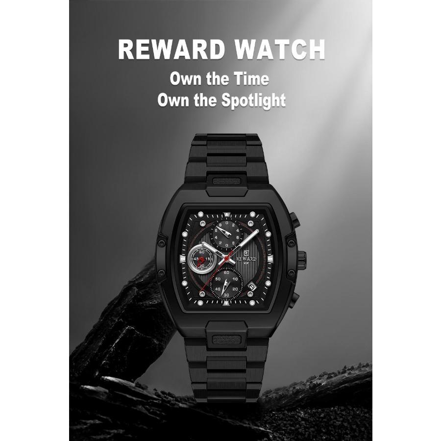 New Design Tonneau Watch Men Luminous Waterproof Date Stainless Steel Chronograph Quartz Watches for Men Relogio Masculino