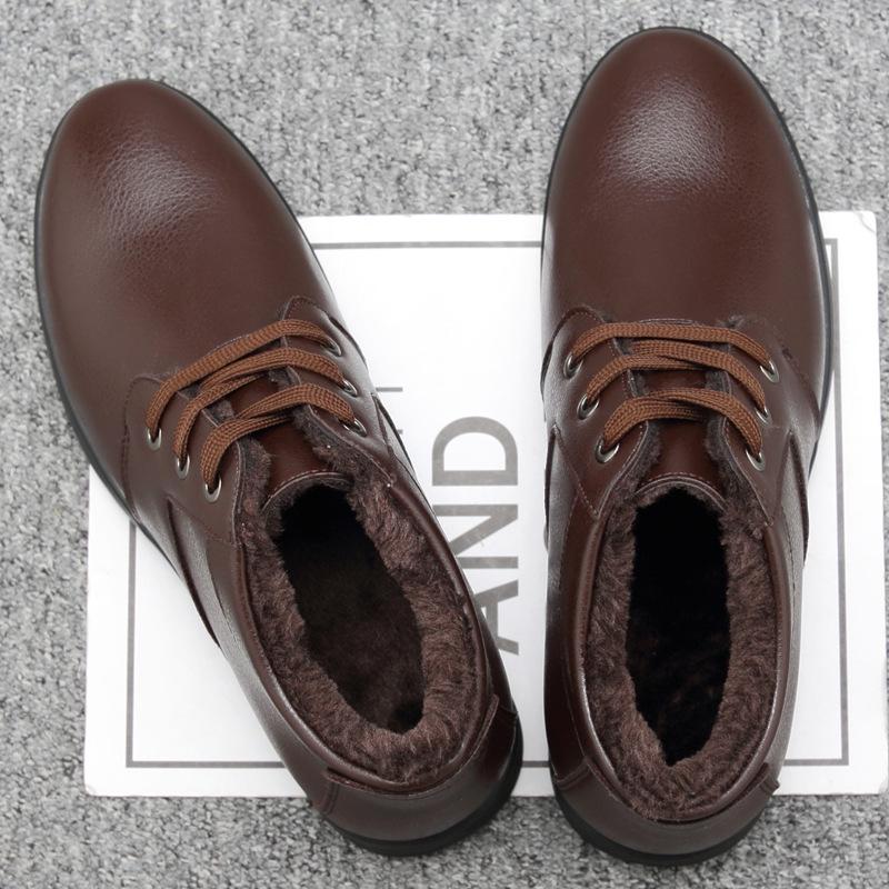 Pánské zimní sněhule s teplou kožešinou Retro odpružení Ležérní Pravá kůže Měkká hovězí kůže Pánské boty Botas 789