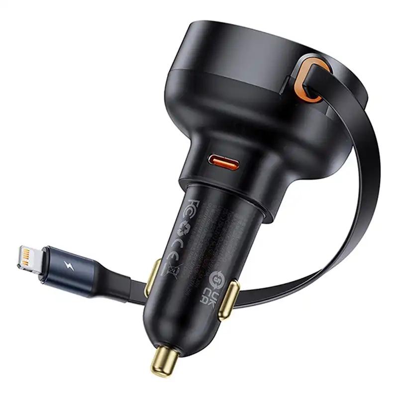 Ładowarka Samochodowa Baseus Enjoyment Pro Z Kablem Lightning + Usb-C, 55W (Czarny)