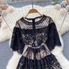 French Sweet Style Y2K Long Dresse Women Vintage Flower Hollow Out Solid Dresses Party Lace High Waist Spring Summer Casual New Clothing
