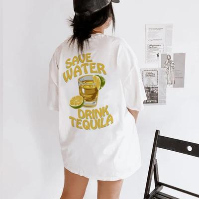 Women Unisex Back Print Tequila T Shirt Hippie Funny Alcohol Drinking TShirt Retro Tequila Lover Graphic Tee Summer Loose Top Gift