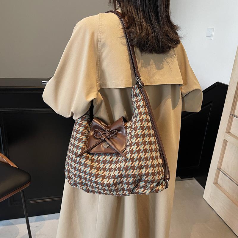 Autumn and winter large-capacity woolen women's backpack 2025 new commuter back bag messenger bag shoulder tote bag