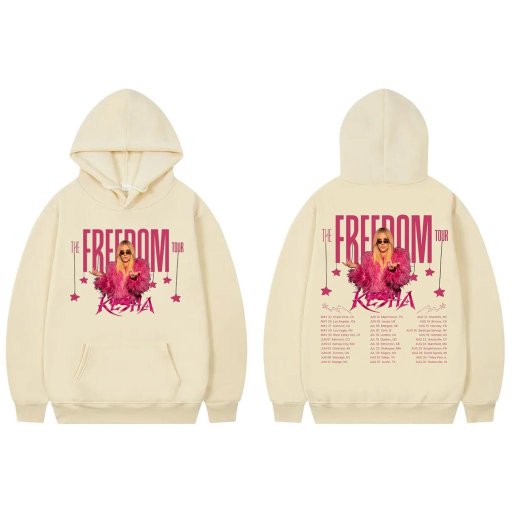 Singer Kesha The Freedom Tour 2026 Hoodie Unisex Clothing Fashion Aesthetic Pullovers Harajuku Y2k Style Hooded Sweatshirts