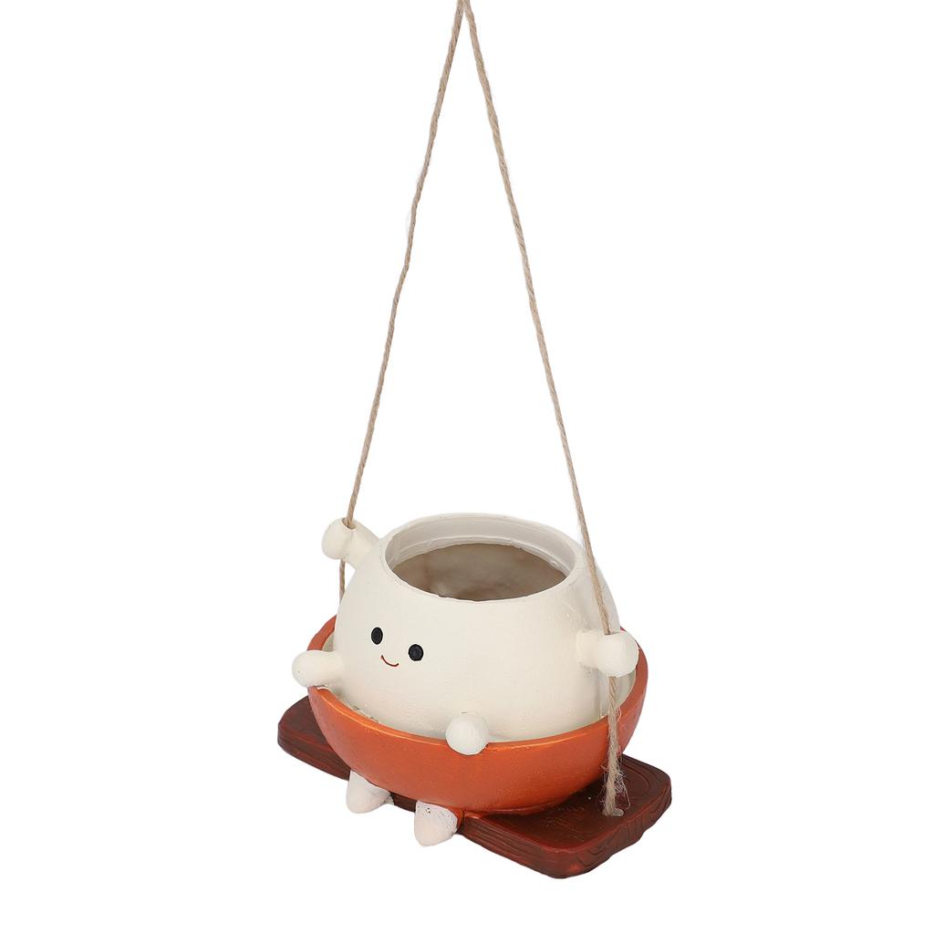 Swing Face Planter Pot Hanging Resin Garden Decor Cute Cartoon Swinging Flower Head Planters for Indoor Outdoor Plants