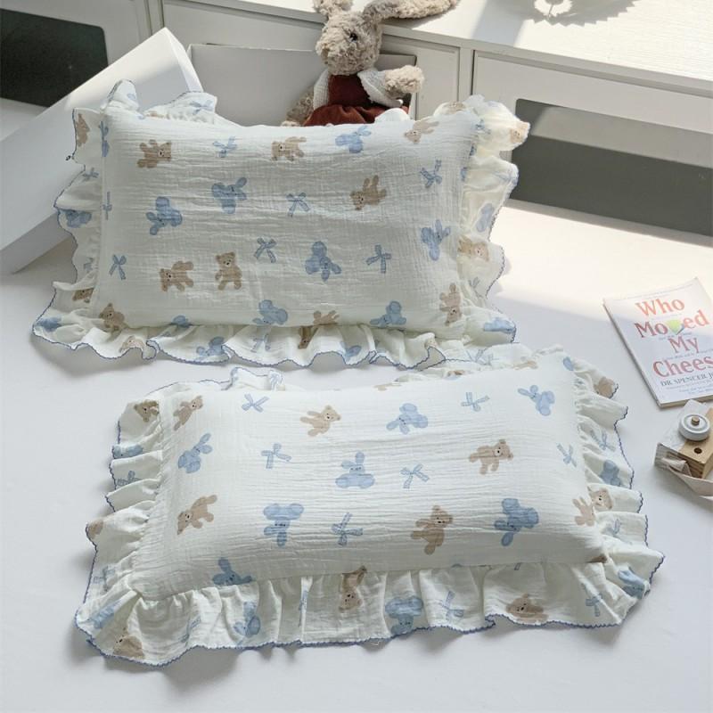 Cotton Kids Pillowcase Girls Use 30x50cm 35x55cm 40x60cm Pure Printed With Ruffle Trim Princess Style
