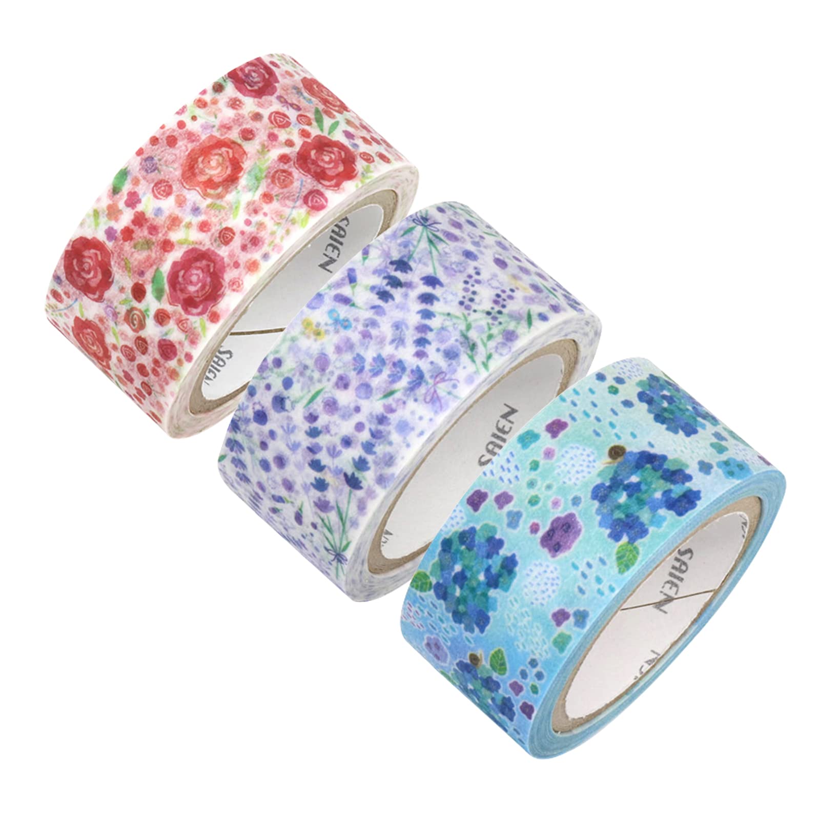 

Kamiiso Sangyo Masking SAIEN Set each of Rose Lavender and Rainy Made in 20mm Wide x 3 Tape, Original, 3-Pattern (1 Garden, Field, Hydrangea), Japan,