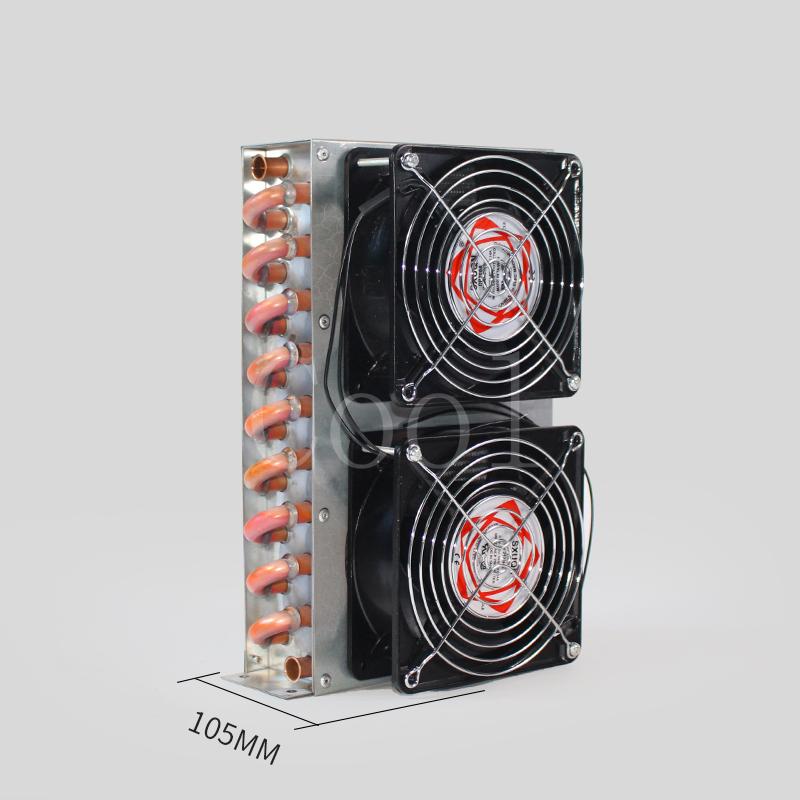 264mmx150mmx60mm Double Air Outlet Condenser Evaporator Water-cooled Finned Copper Tube Radiator Heat Sink Instrument Cooler