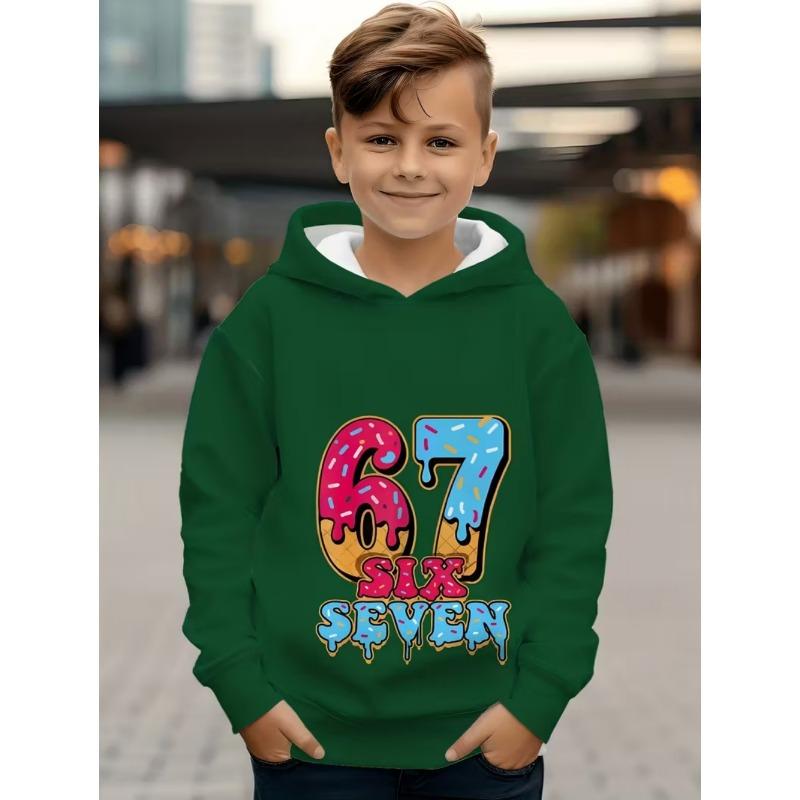 67 Meme Hoodie für Kinder Lustiger Digitaldruck Herbst-Sweatshirt Locker Bequem Oberteile Streetwear Mode Y2k Kinderkleidung