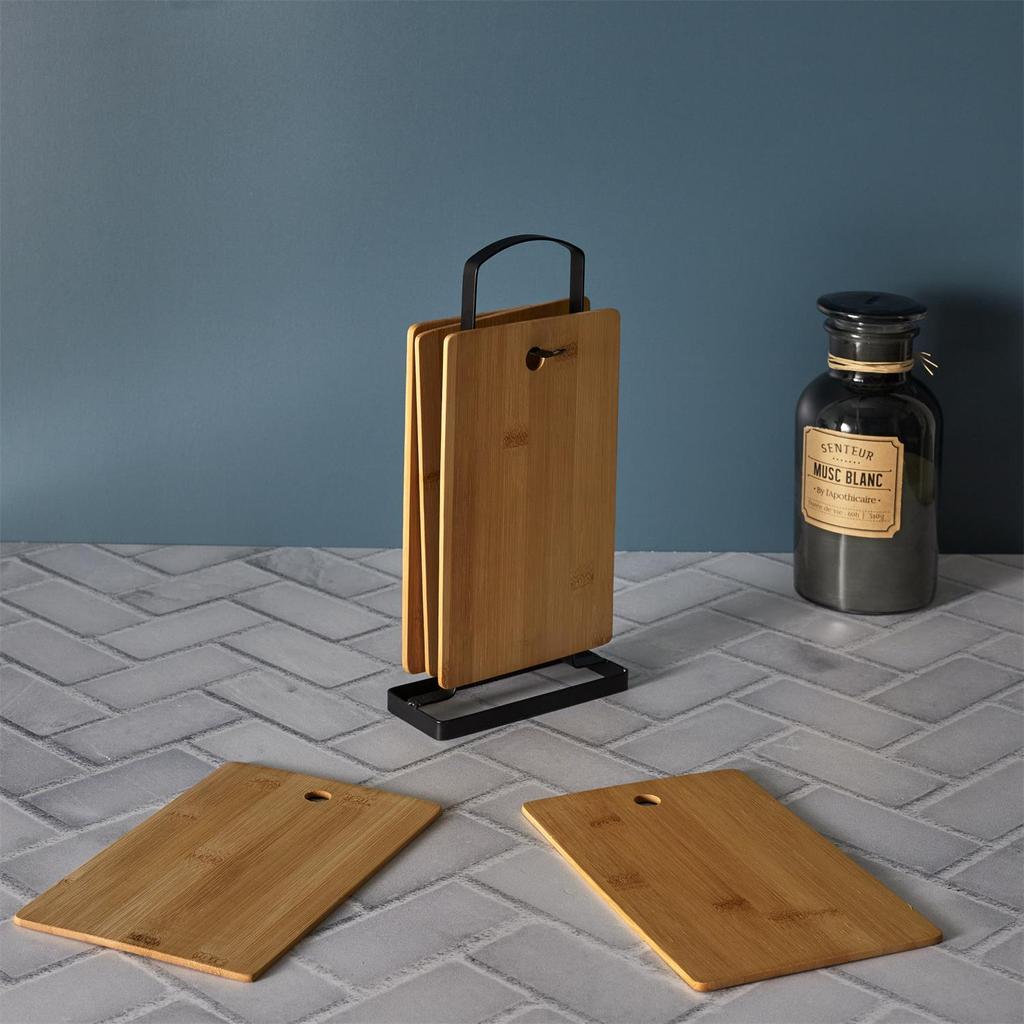 Set Of 6 Bamboo Cutting Boards On A Stand