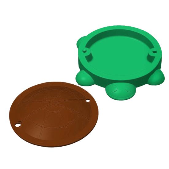 Mini Turtle Sandbox with Lid Summer Indoor Outdoor Round Tortoise Sand Storage Box 3D Printed Green Turtle Ornament Sand Container Beach Toy