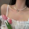 Pearl love magnet necklace women's light luxury niche simple cold wind collarbone chain design sense neck chain Internet celebrity accessories