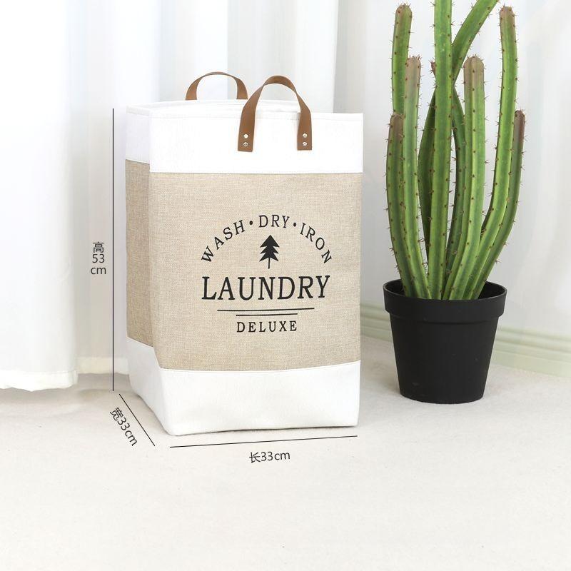 Linen Cotton Handheld Bag Home Clothes Organizer Dirty Laundry Tote Reusable Storage Bag for Household Clothing Organization