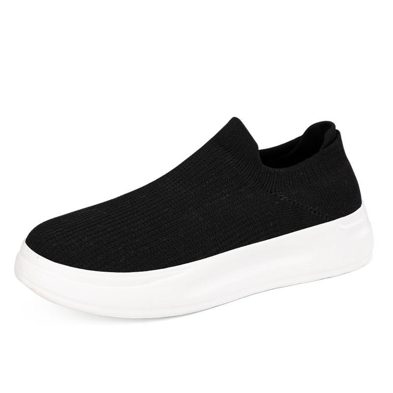 Spring and Summer New One-pedal Breathable Mesh Shoes Couple Thick-soled Fly-woven Foot Socks Casual Shoes Men's Shoes