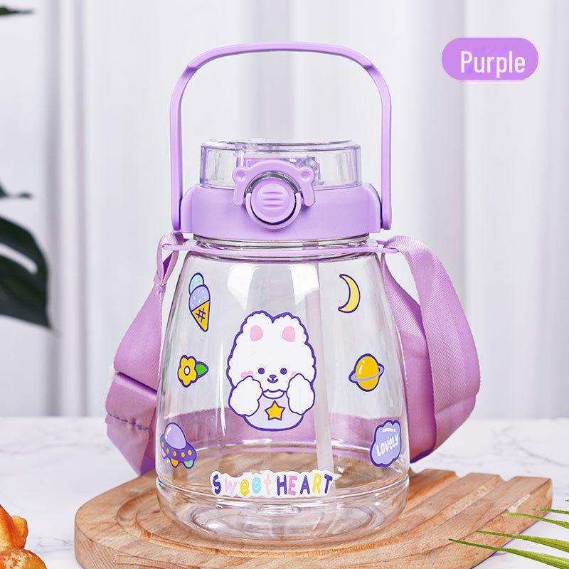 

Детская кружка с трубочкой Charming Panda Double Drink – Большая емкость, милый мультяшный дизайн Cup + Strap + 3D Stickers