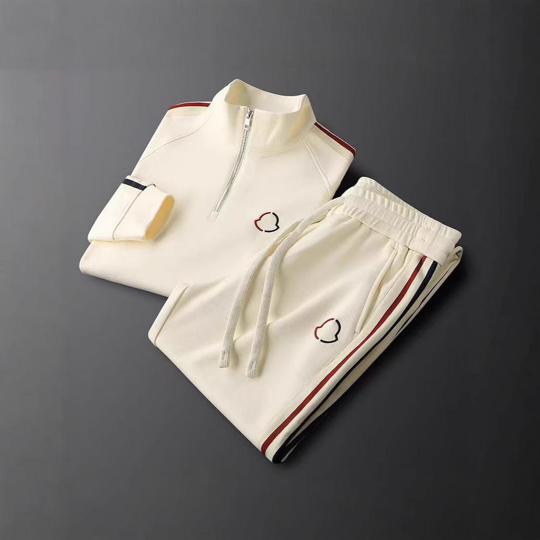 

Мужской модный комплект худи и спортивных штанов с боковыми полосками 2025 - Абрикосовый XL (Recommended 125-135 jin)