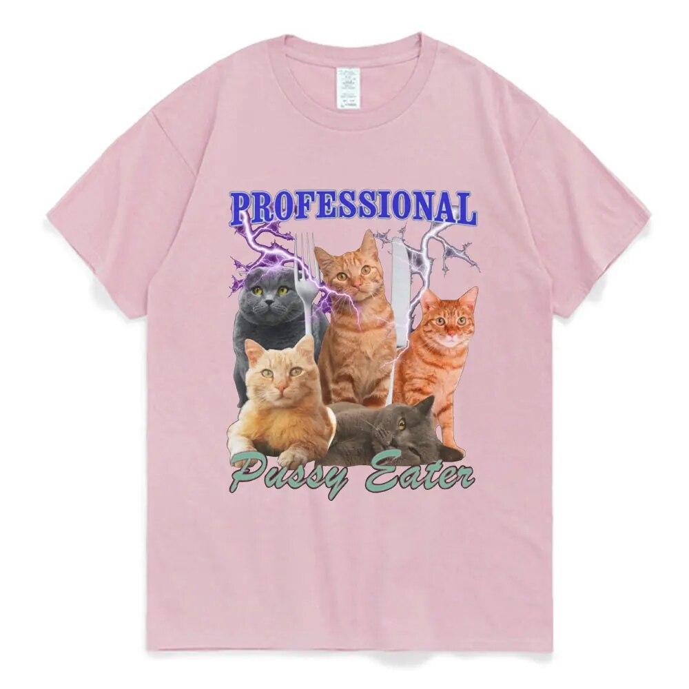 Camiseta profissional Pussy Eater Funny Cat Lover, unissex, roupas femininas, moda, algodão, casual, grande, camiseta streetwear