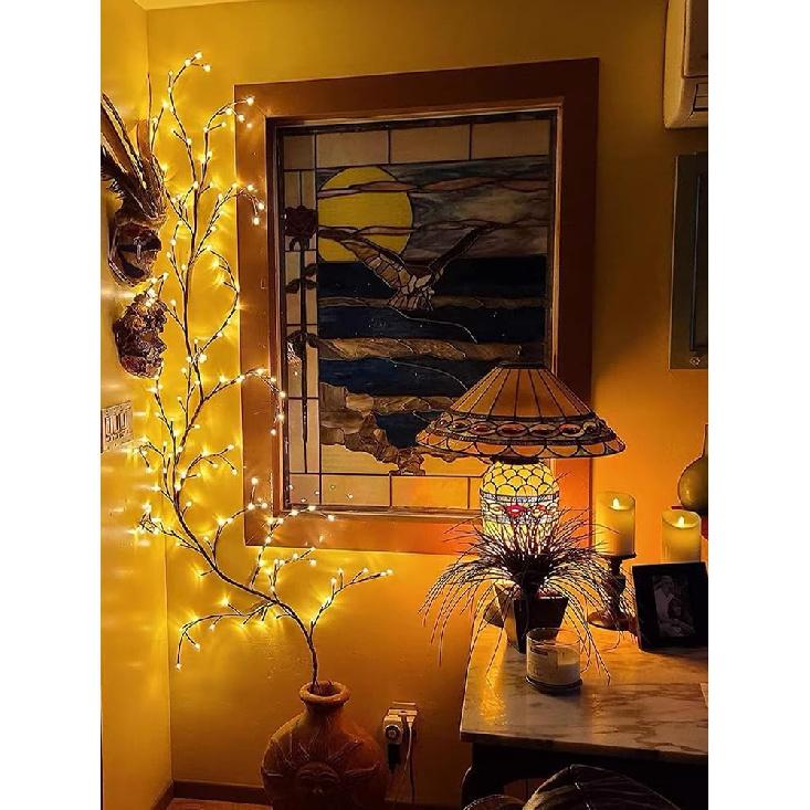 96 LED Willow Vine Lights 6FT Enchanted Wall Decoration Vine Lights 8 Modes for Home Indoor Wall Decoration (Warm White)