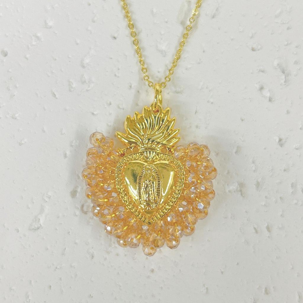 Europäische und amerikanische beliebte handgefertigte Kristallkrone Kupfer Liebe Jungfrau Halskette Anhänger Damenschmuck Geschenk