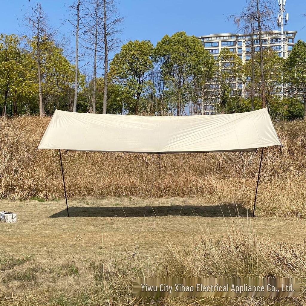 3x4.5m Silver-Coated Camping Tarp Tent: Sun, Rain & UV Protection Canopy.