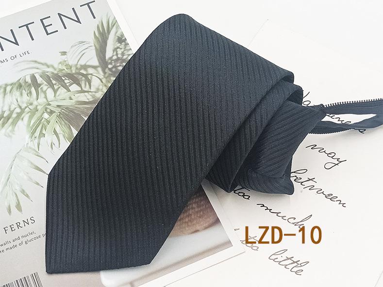 Men's Easy-Pull Knot-Free 8cm Striped Black Zipper Tie