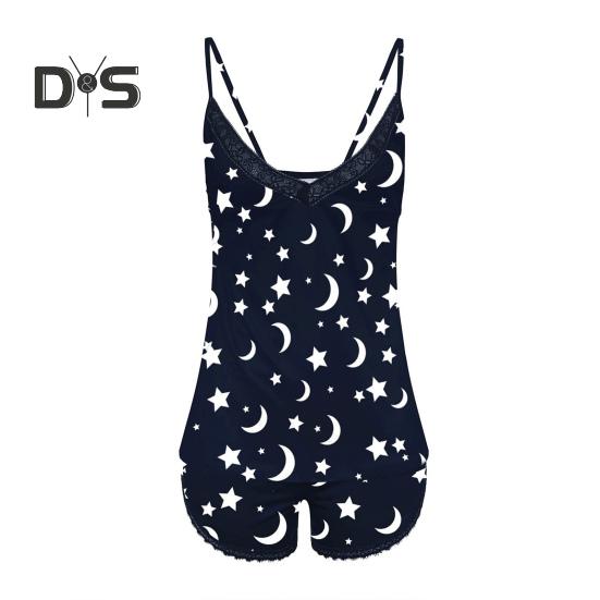 

2 шт./комплект, женская пижама, костюм с V-образным вырезом, без рукавов, кружевной бант, жилет для спальни, одежда для сна, эластичная резинка на талии, мини-шорты, домашняя одежда, комплект одежды для отдыха S темно-синий