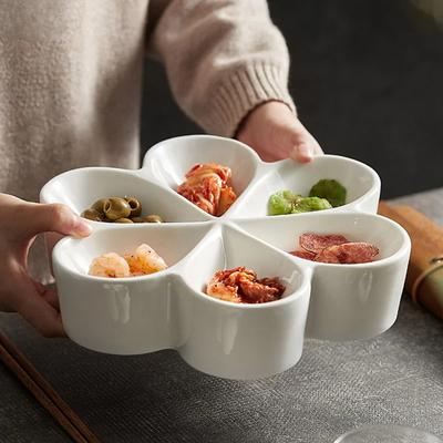 Unregelmäßig geformter Keramik-Essteller mit mehreren Gittern, Spezialtablett für Snacks und Desserts, Restaurant, einfarbiges Besteck, Sashimi-Sushi-Teller