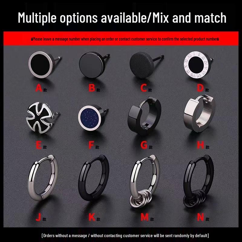 

2023 Мужские модные серьги-гвоздики из титановой стали в корейском стиле и набор каффов для ушей