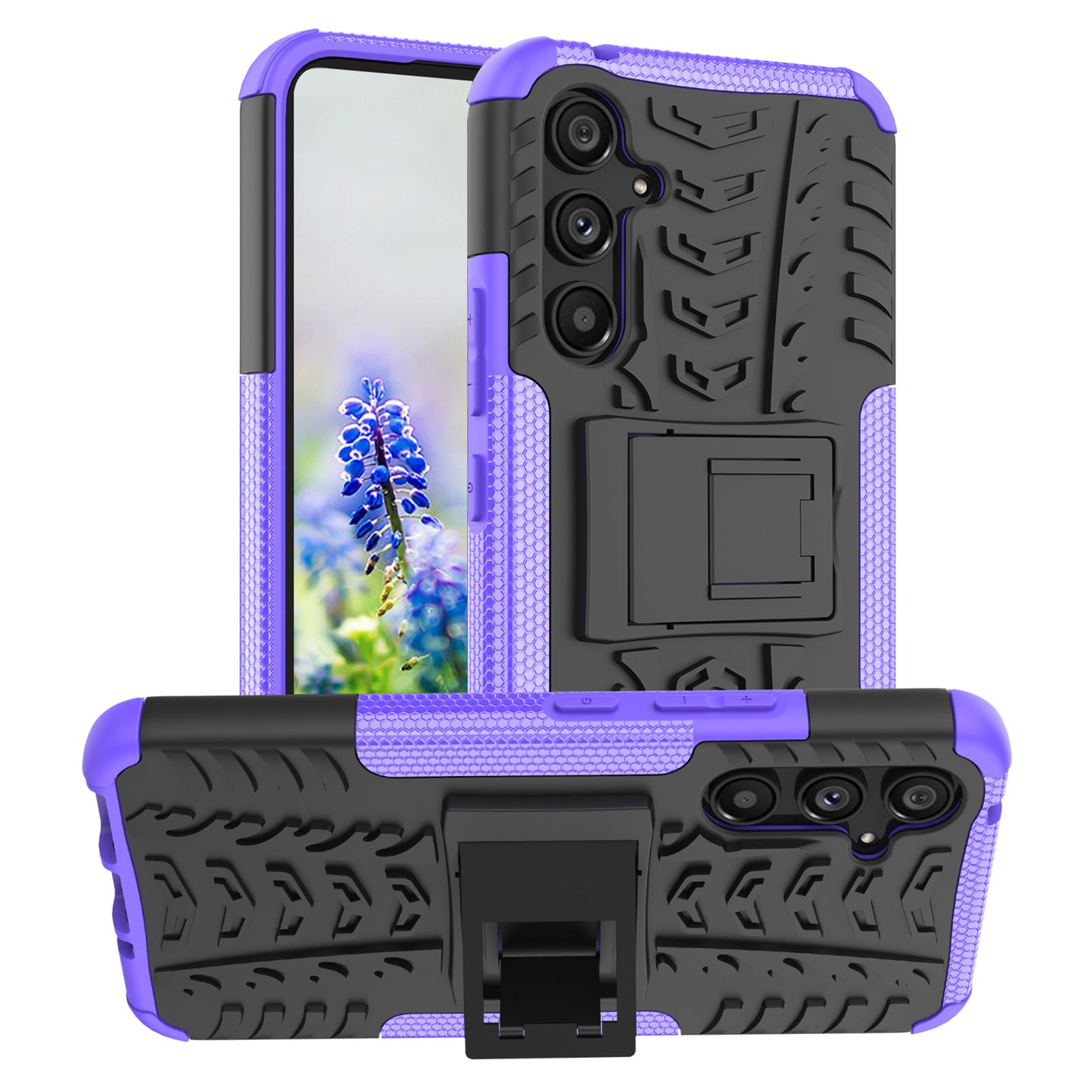 

Protective Phone Case For Samsung Galaxy A54 5G,Cool Tire Texture Kickstand Soft TPU Hard PC Scratch-resistant Phone Cover Purple