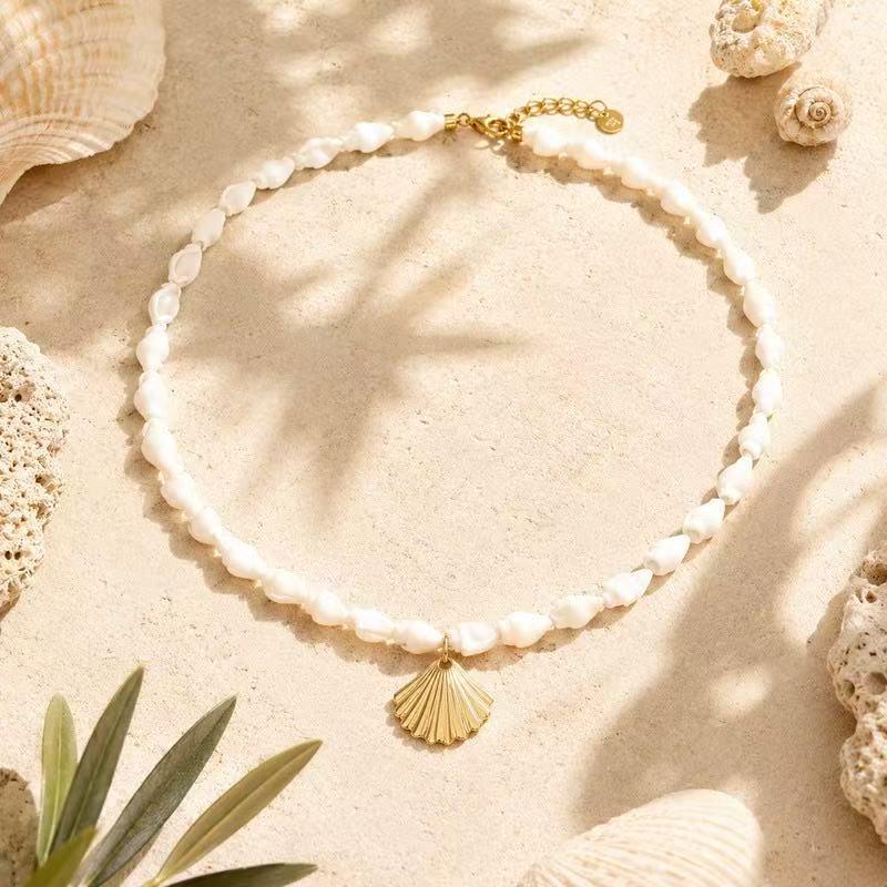 European Style Seashell and Starfish Necklace for Women - Summer Beach Vacation Jewelry