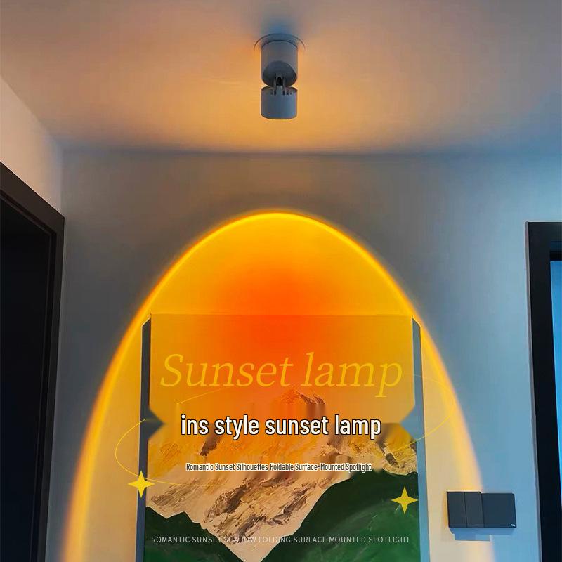 Surface-Mounted Sunset Red Spotlight - Atmospheric Ceiling Lamp for Corridor Entrance