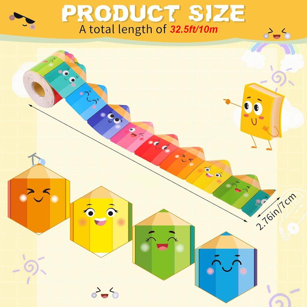 Self-Adhesive Bulletin Board Border with Expressive Eyes, Nose, Mouth Classroom Bulletin Board Decorations, Party Decorations
