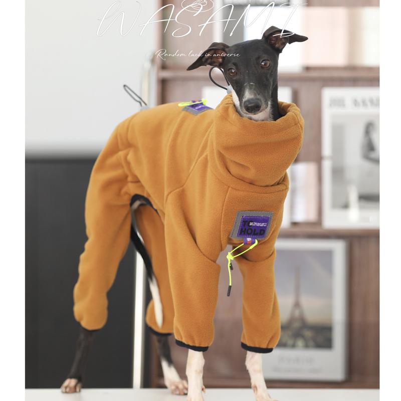 Fashion Italian Greyhound Clothes Brown Stretch Soft Fleece Whippet 4-legged Outing Dog Clothes Greyhound Warm Clothes in Winter